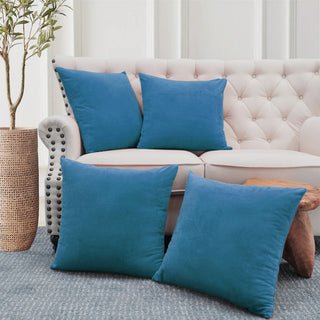 Supersoft Throw Pillow Cover 4 Piece Set, Storm Blue