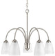 5-Light Chandelier, Brushed Nickel With Etched Shades
