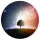 Single Tree Space Background, Modern Trees Disc Metal Artwork, 23"