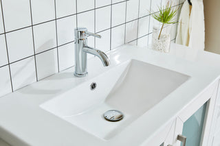 Vanity Art Single Vanity Set With Ceramic Top, 30", White, Standard Mirror