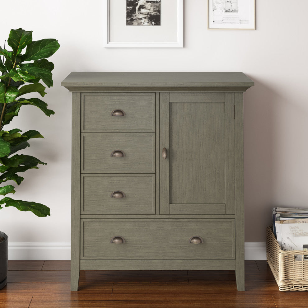 Redmond Solid Wood 39 Inch Wide Medium Storage Cabinet In Farmhouse Grey
