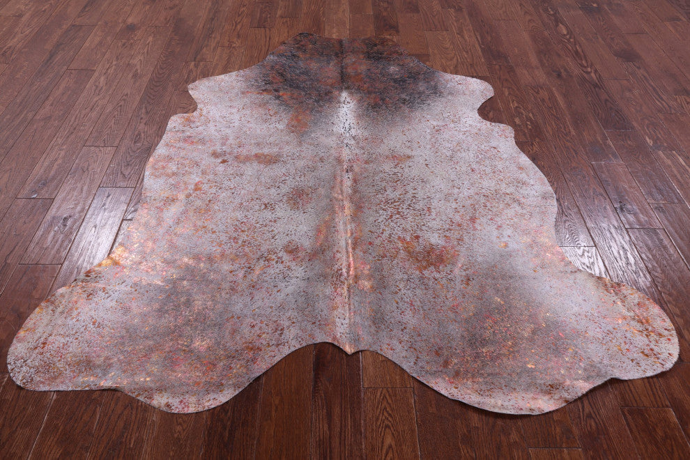 Coral Metallic Cowhide Rug 6' 5" X 5' 1" C2131