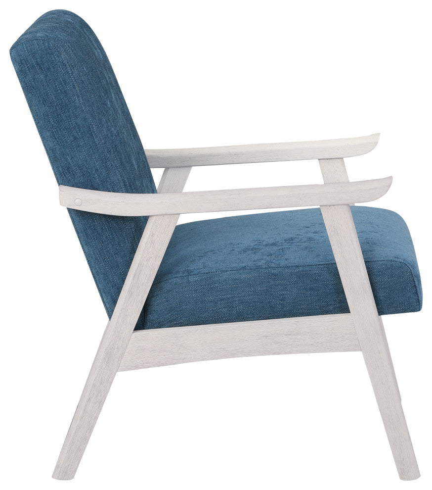 Weldon Armchair, Navy Fabric With Antique White Finished Frame