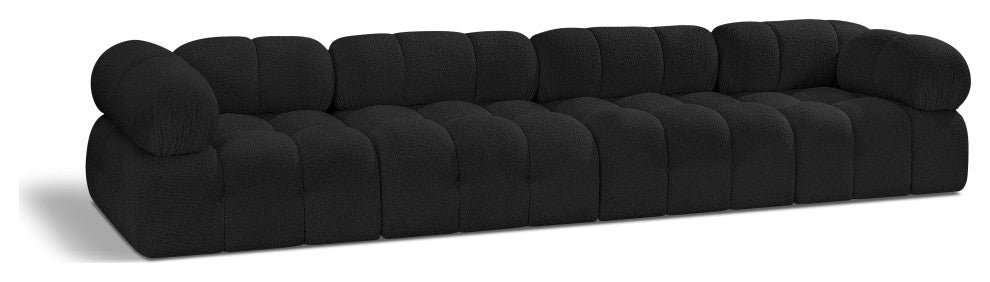 Ames Boucle Fabric Modular Sofa, Black, 4-Piece: 2 Armless Chair, 2 Corner Chair