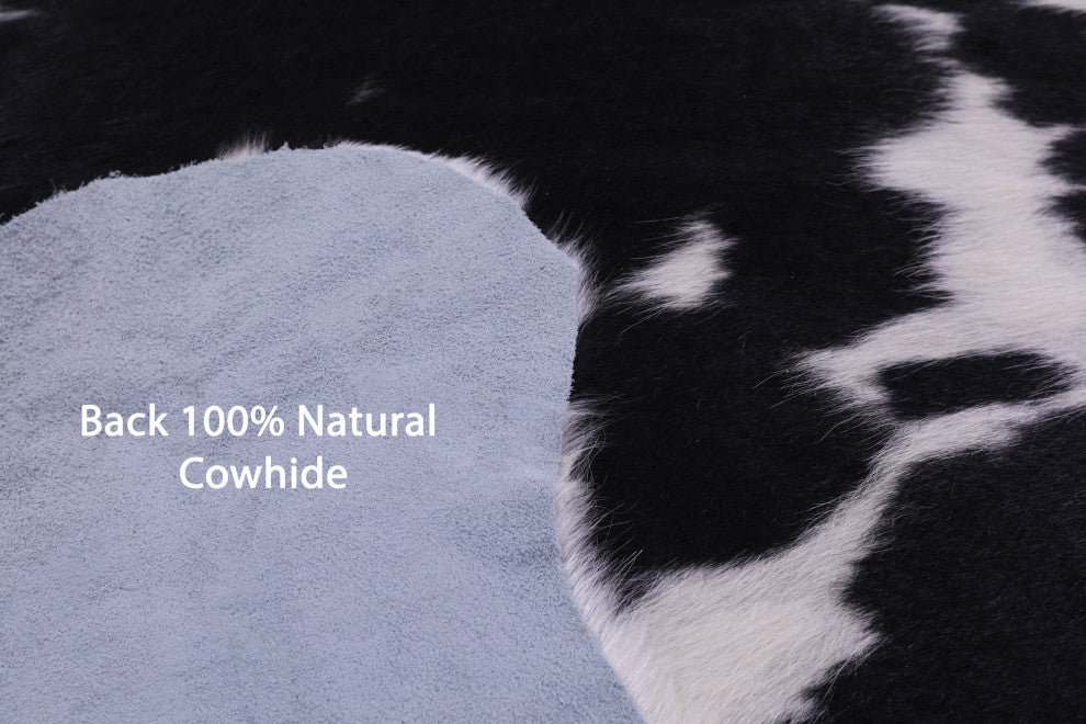 6' 7" X 6' 1" Black and White Natural Cowhide Rug C2292