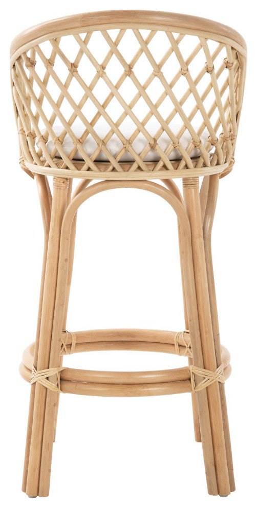 Rattan Criss-Cross Bar Stool, Natural