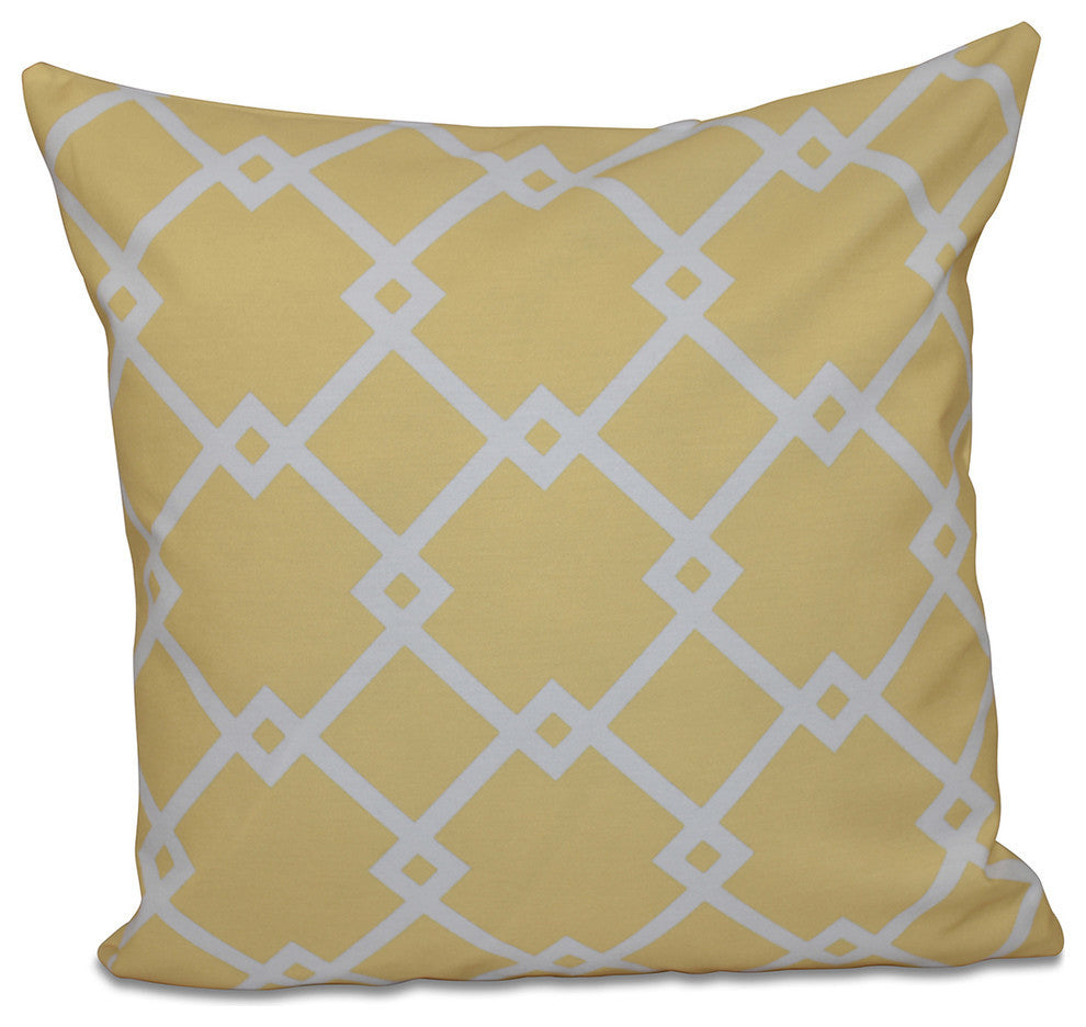 Geometric Decorative Pillow, Lemon, 18"x18"
