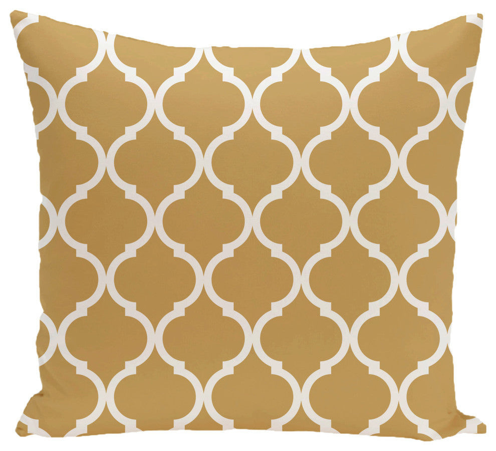 French Quarter Geometric Print Pillow, Dijon, 16"x16"