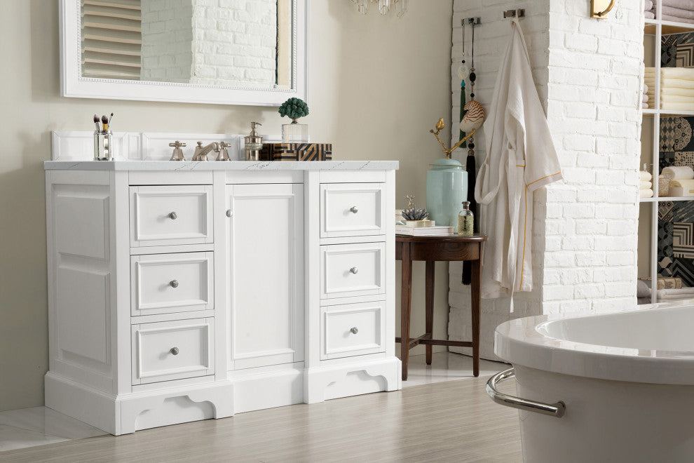 James Martin 825-V48-BW-3ENC 48" Single Vanity Bright White w/ 3 CM Quartz Top