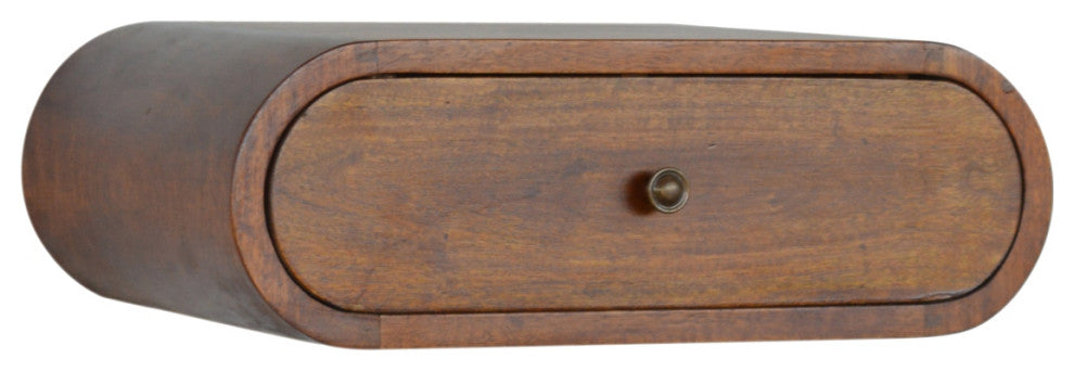 Wall Mounted Round Chestnut Nightsand