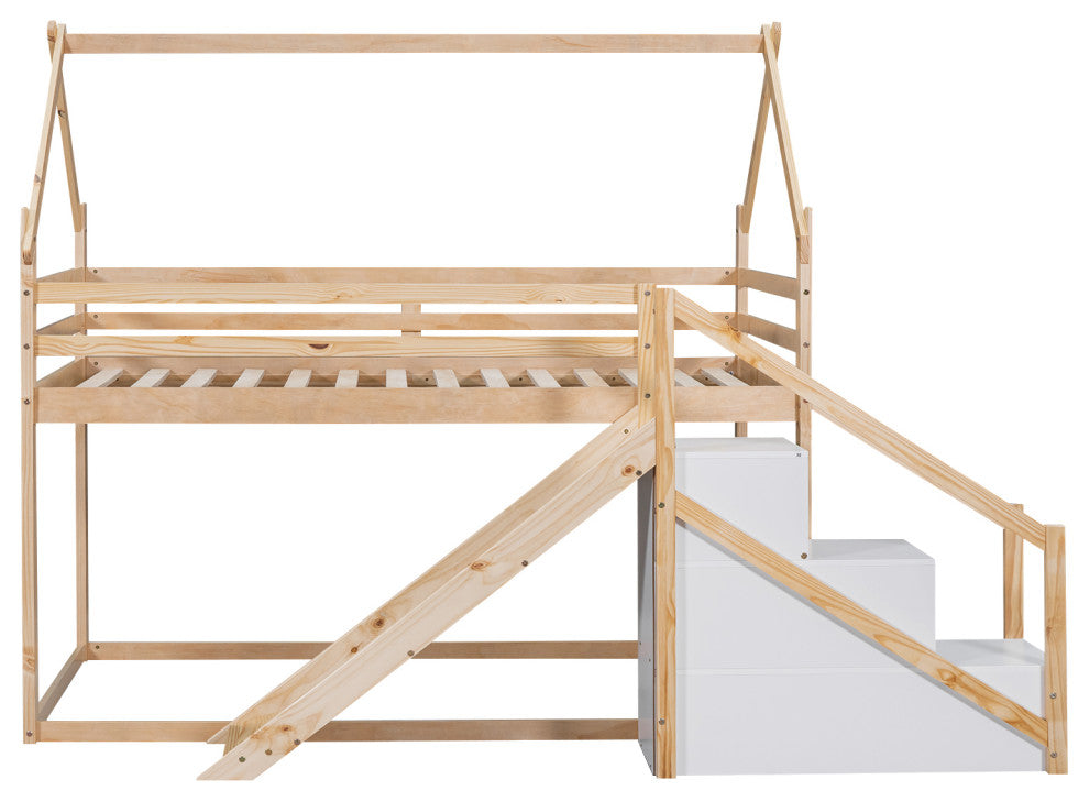 Gewnee Twin over Twin House Loft or Bunk Bed