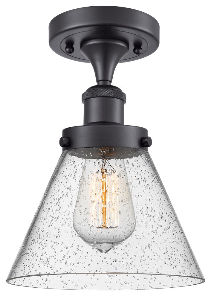 INNOVATIONS LIGHTING 916-1C-BK-G44 Large Cone 1 Light Semi-Flush Mount