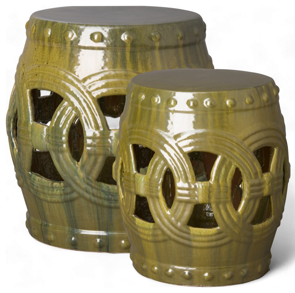Eternity Tea Green Round Ceramic 21" Garden Stool
