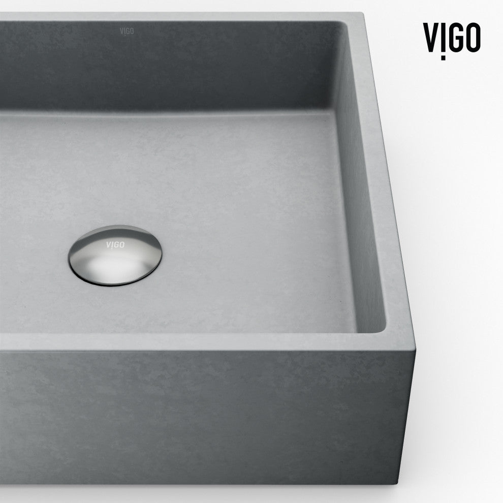 VIGO Alhambra 15"L x 15"W x 5"H Concreto Stone Square Bathroom Vessel Sink