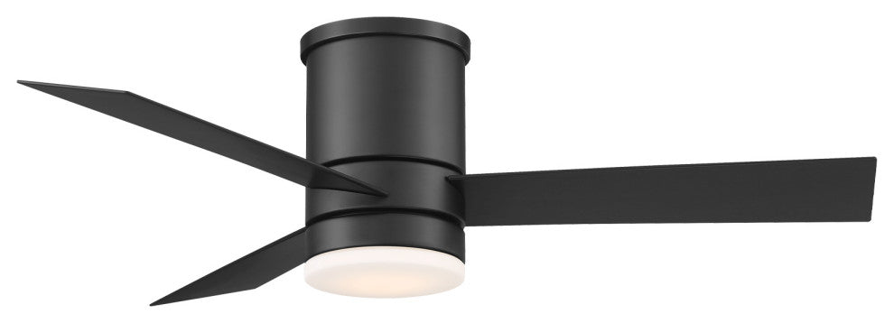 San Francisco 3-Blade Smart Flush Mount Ceiling Fan 44" Matte Black, Light Kit