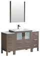 Torino 54" Gray Oak Modern Bathroom Vanity With 2 Side Cabinets, FFT1030BN
