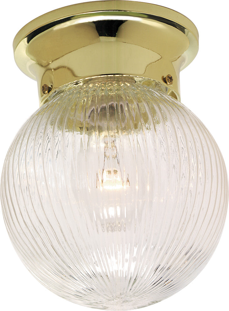Nuvo 1-Light Incandescent Close-to-Ceiling Light Fixture, Polished Brass