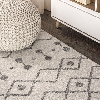 Aksil Moroccan Beni Souk Area Rug, Cream/Gray, 8 X 10