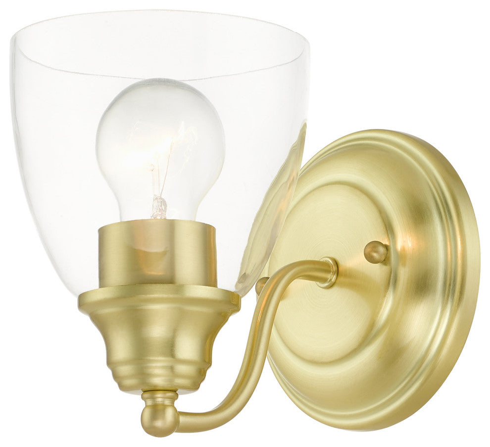 Satin Brass Transitional, Colonial, Vanity Sconce