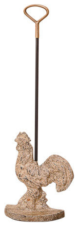 Rooster Doorstop, Antique White