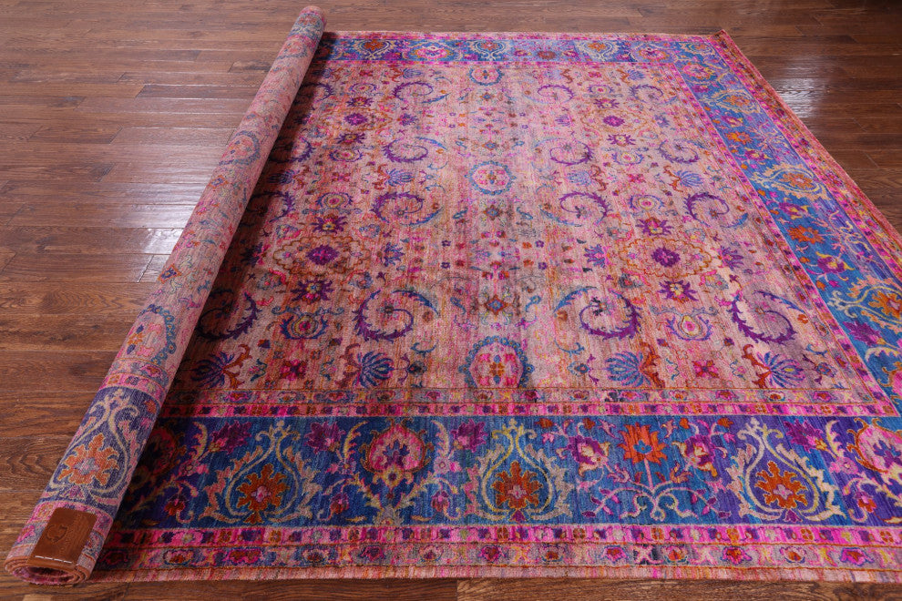 8' 11" X 12' 0" Persian Hand-Knotted Silk Rug Q6805
