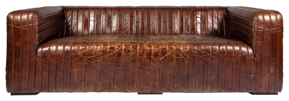 First of A Kind Castle Sofa Cappuccino Brown Leather