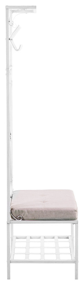 Kelbrook Hall Tree Bench With Storage, Distressed White