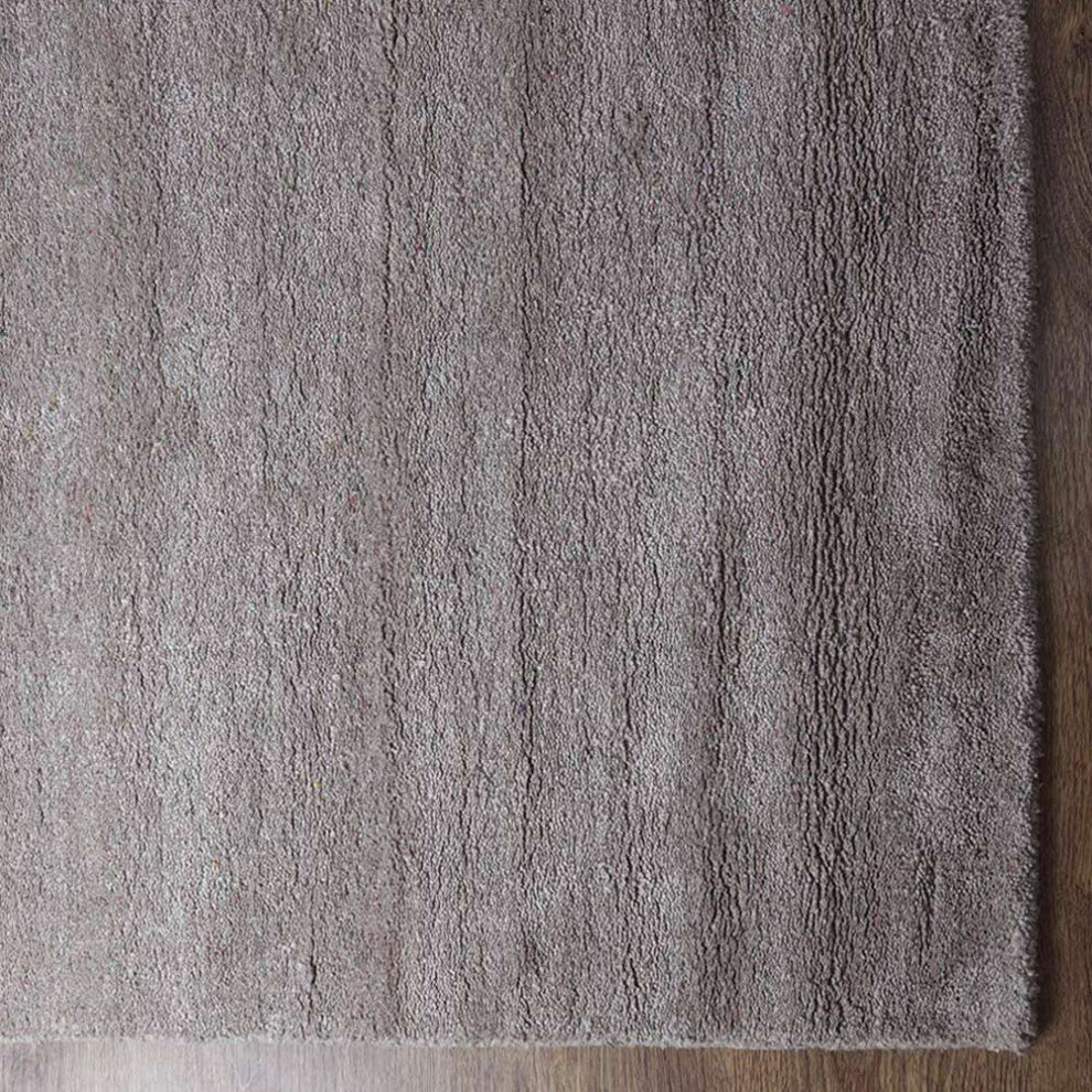Hand Knotted Loom Silk Mix Area Rug Solid Beige