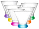 Hue Colored Stemless Martini Glasses 7 oz, Set of 6