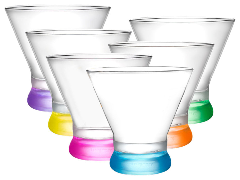 Hue Colored Stemless Martini Glasses 7 oz, Set of 6