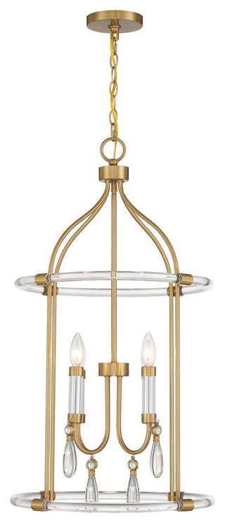 Mayfair 4-Light Pendant, Warm Brass and Chrome