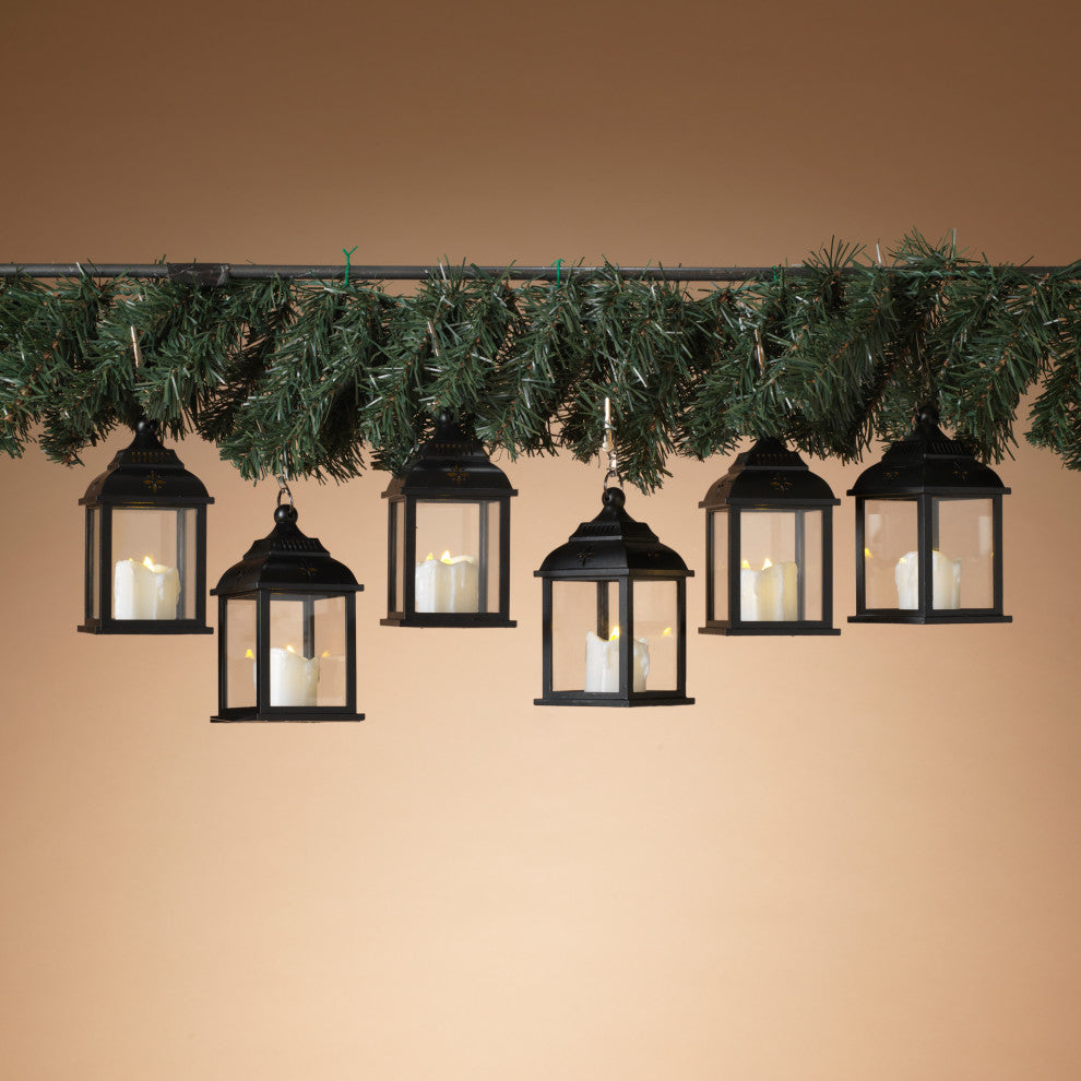 Set of 6, Lighted LED Candle Lanterns With Remote