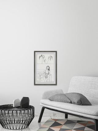 "Dip in the Pool" Framed Painting Print, 16"x24"