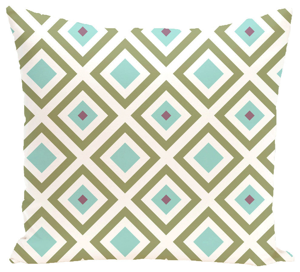 Diamond Mayhem Geometric Print Pillow, Aqua, 18"x18"