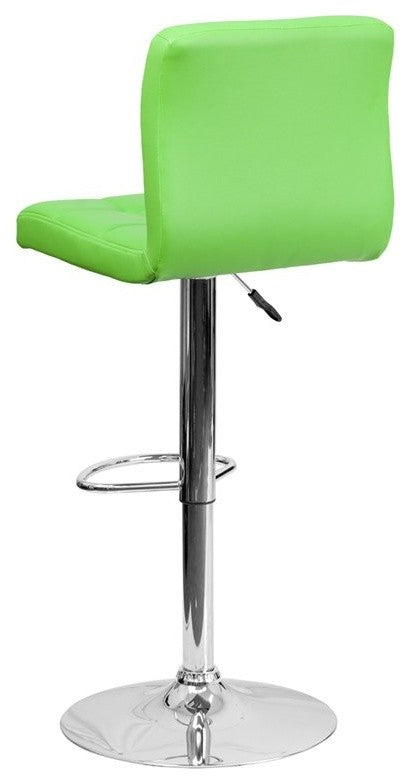 Estella Mid-Back Green Quilted Vinyl Swivel Adjustable Barstool