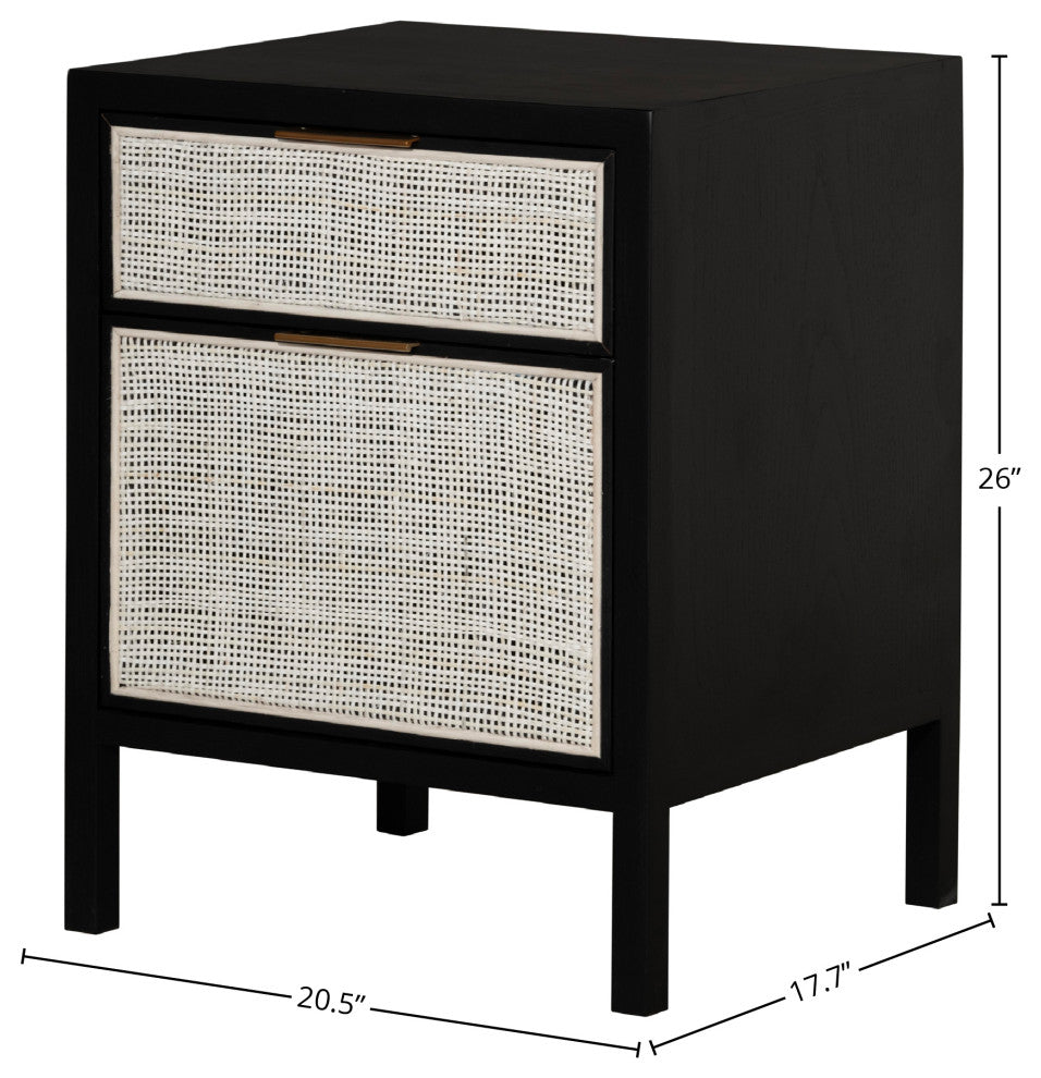 Rattan Filing Cabinet, Black/Beige