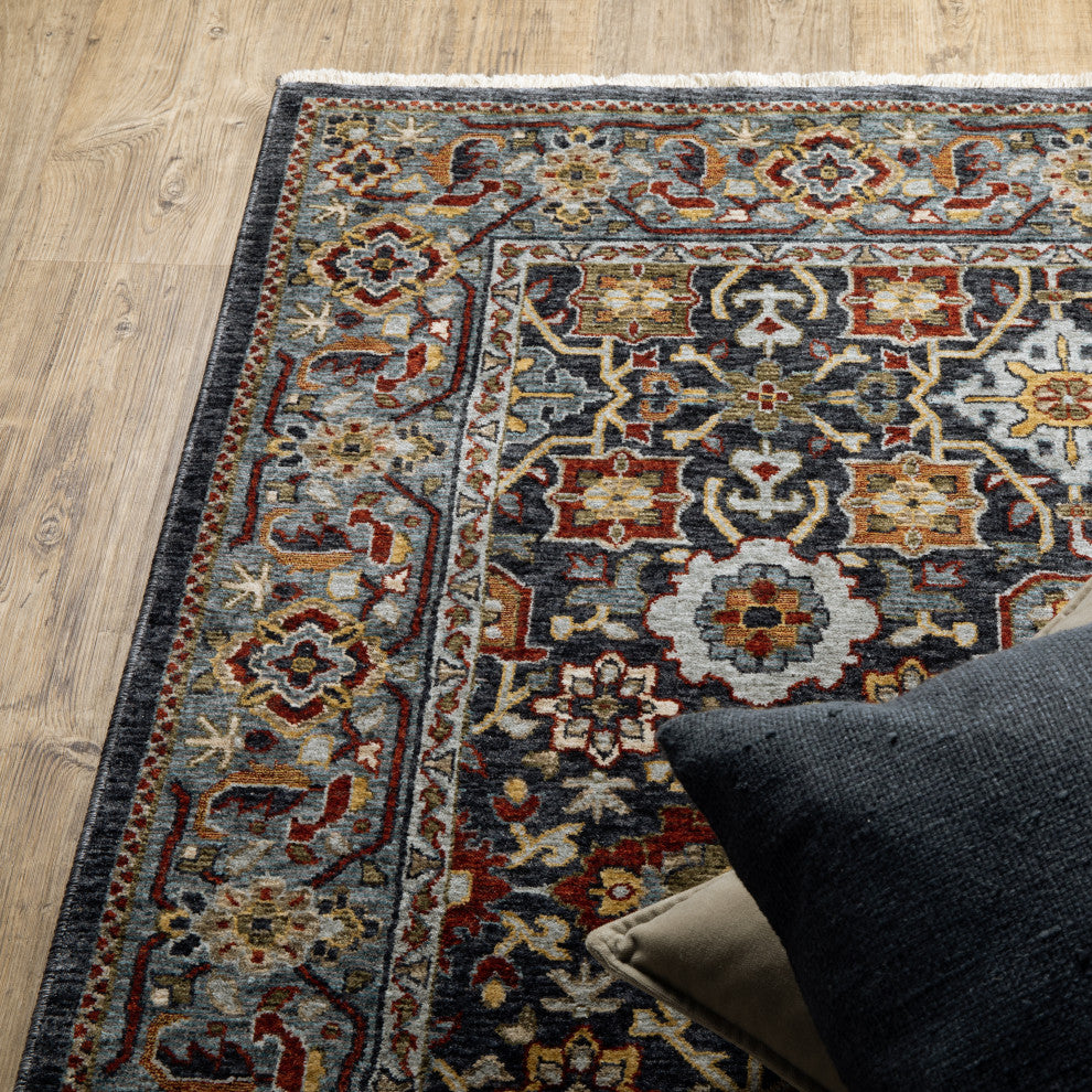 Augustus Persian Panel Blue/ Multi Indoor Area Rug, Blue, 2'3"x7'6"