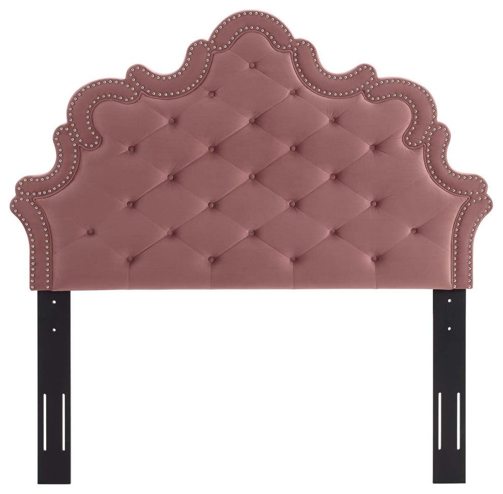 Button-Tufted Performance Velvet King/California King Headboard, Dusty Rose