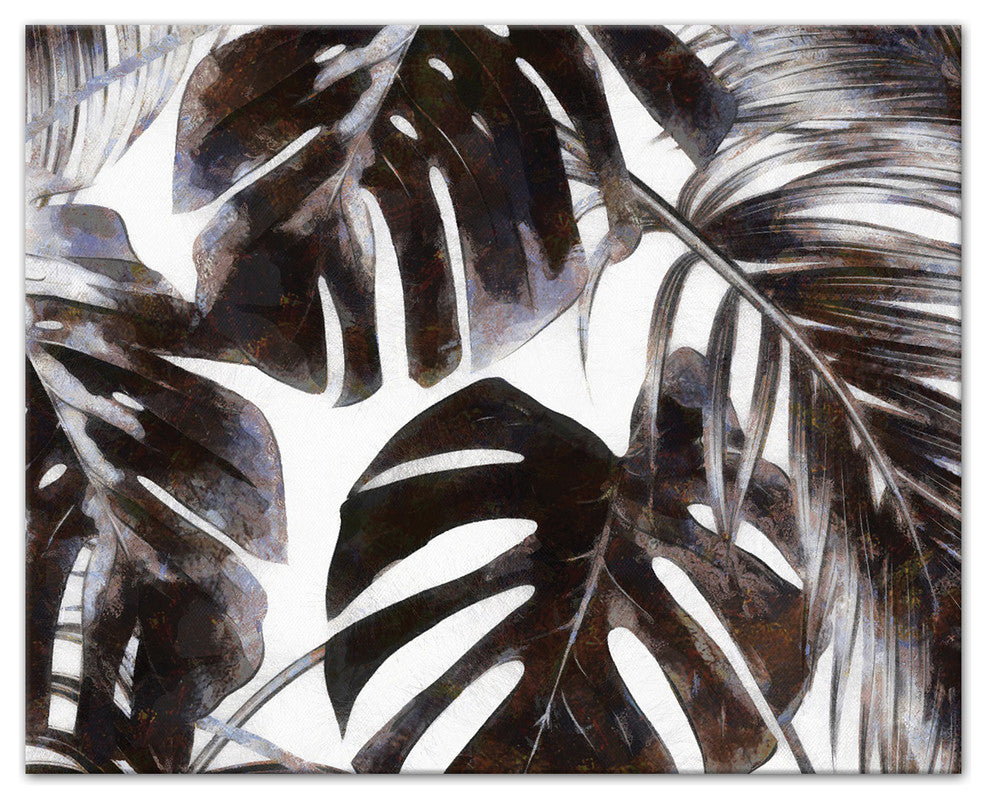 Gray Palm Leaves 8x10 Canvas Wall Art