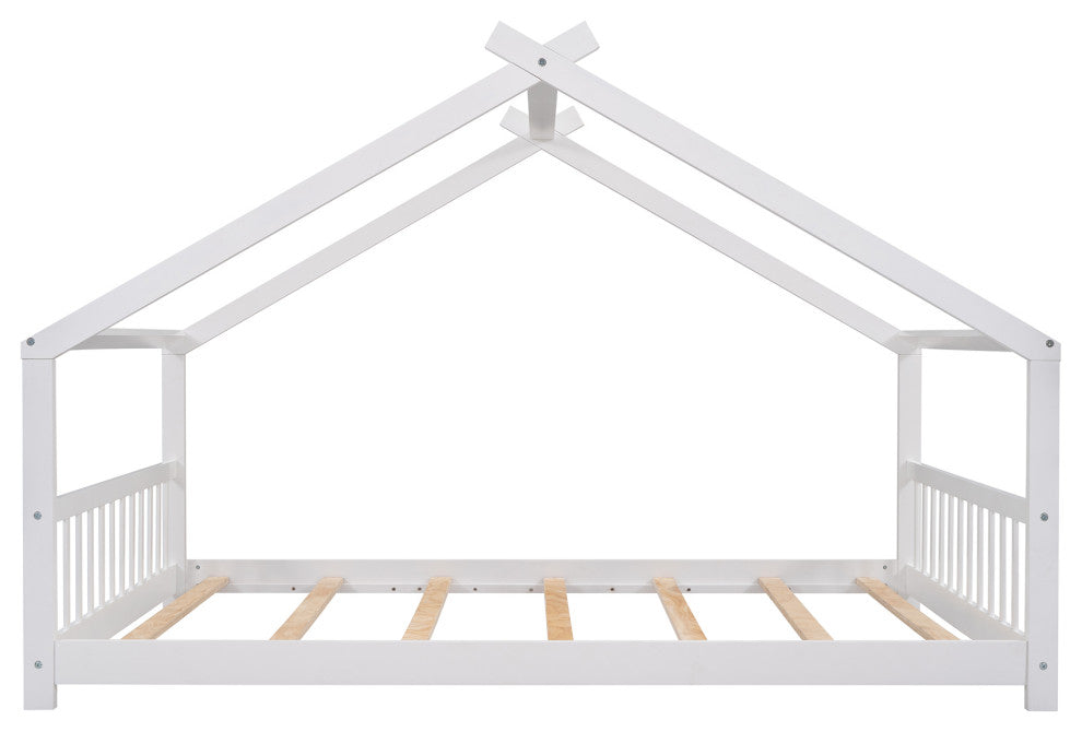 Gewnee Full Size House Bed Wood Bed in White