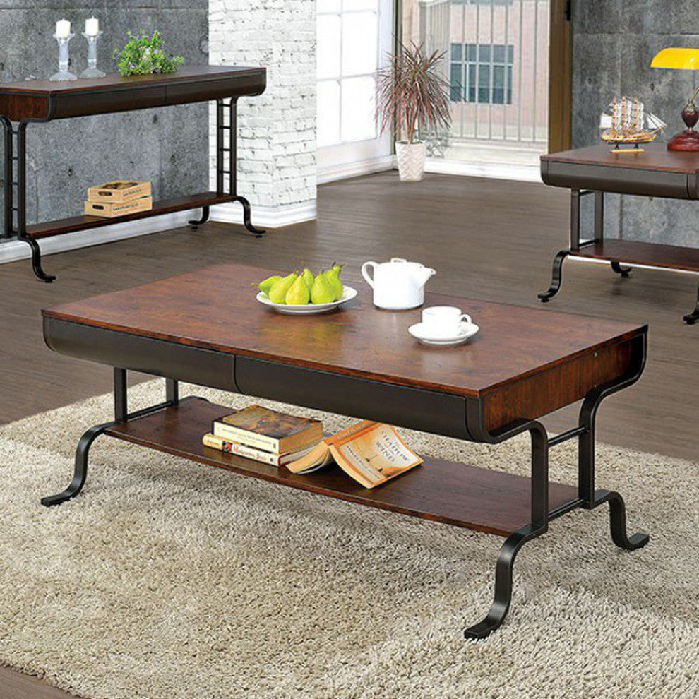 Newbridge Transitional Style Coffee Table, Antique Oak