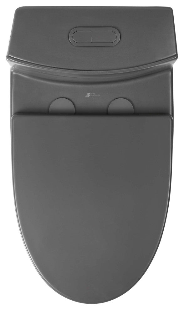 Fine Fixtures Dual-Flush Elongated One-Piece Toilet With High Efficiency Flush, Matte Grey