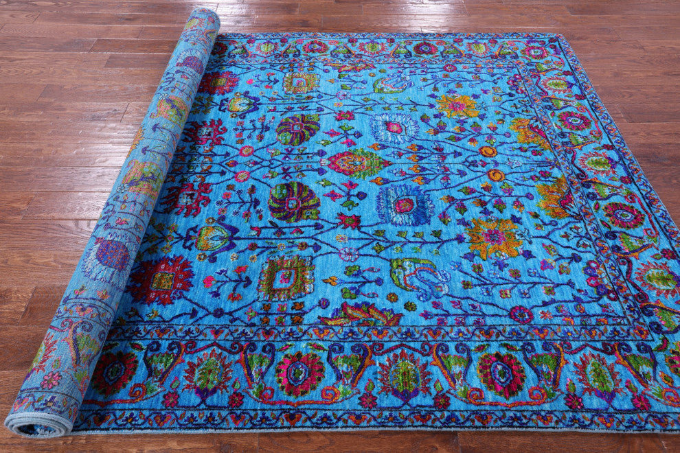 Persian Hand Knotted Wool & Silk Rug 6' 2" X 9' 2" - Q15792