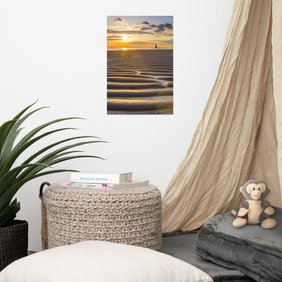 Sandbars Landscape Photograph, Beach Unframed Wall Art Print, 12" X 18"