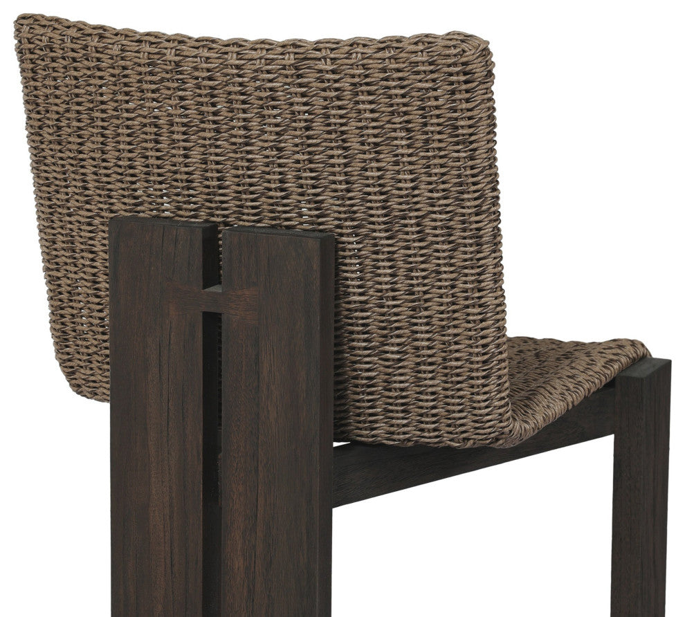 Roxy Outdoor Dining Chair Faux Dark Hyacinth, Stained Saddle Brown Fsc