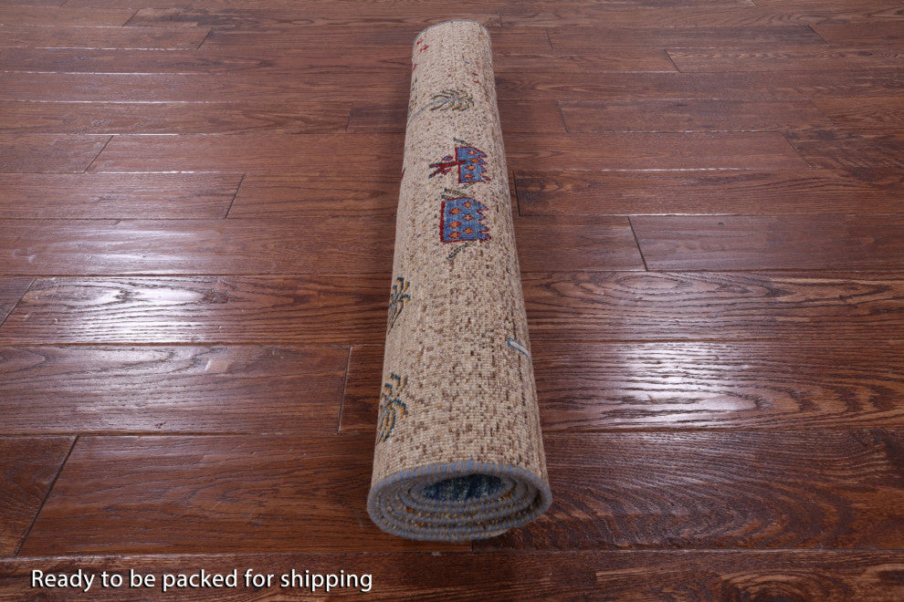 Handmade Tribal Persian Gabbeh Wool Rug 3' 4" X 4' 10" - Q12652