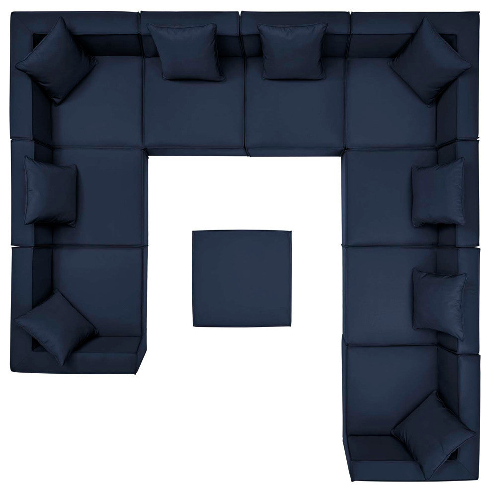 Lounge Sectional Sofa Set, Fabric, Blue Navy, Modern, Outdoor Patio Cafe Bistro