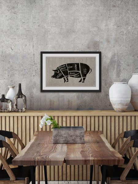 "Pork Cuts" Framed Painting Print, 24"x16"