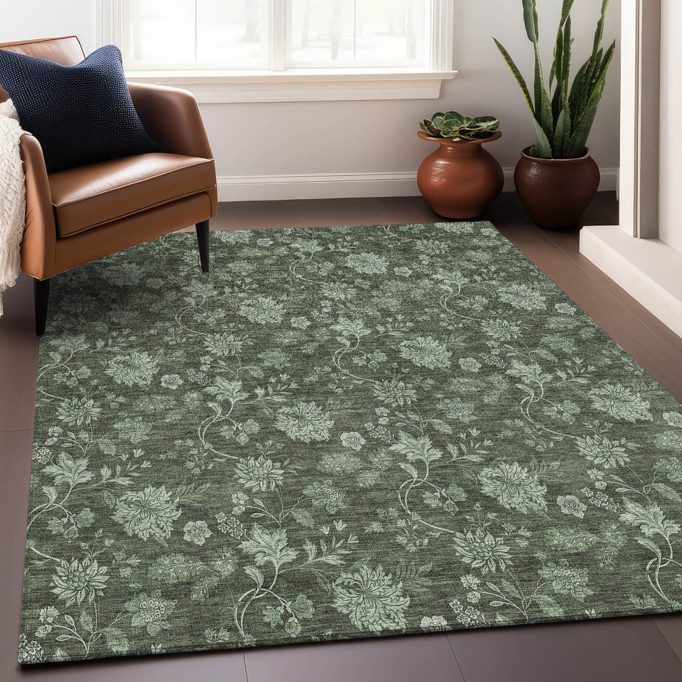 Premium Machine Washable Mayfield AMF680 Olive 9' x 12' Rug