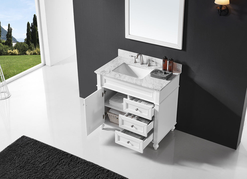 36" Single Bathroom Vanity Base, White